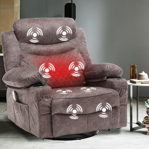 Oversized Grey Fabric Recliner with Massage and Heat L887536