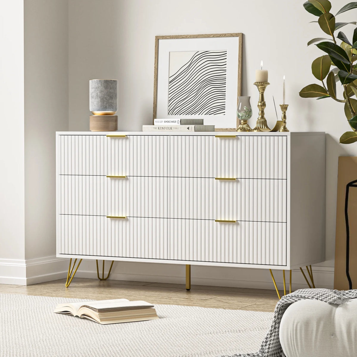 White 6 Drawer Dresser M653006