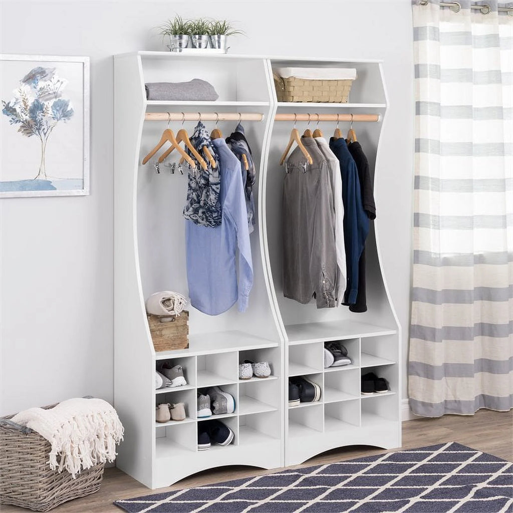 White Engineered Wood Wardrobe with Shoe Storage X38991