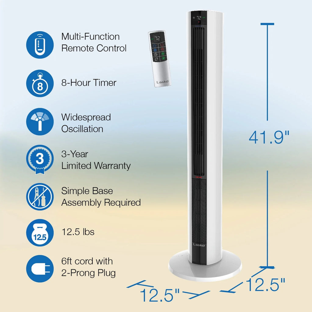 1500W Tower Fan & Space Heater with Timer and Remote P5464