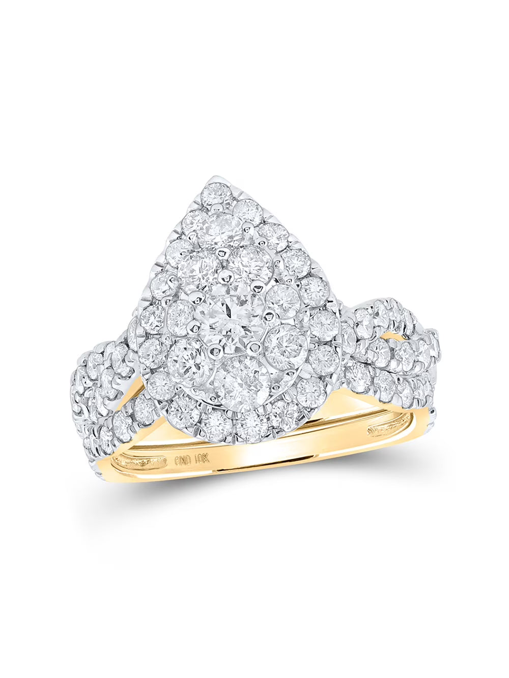 10kt Yellow Gold Diamond Bridal Wedding Ring Band Set 2 Cttw N321385