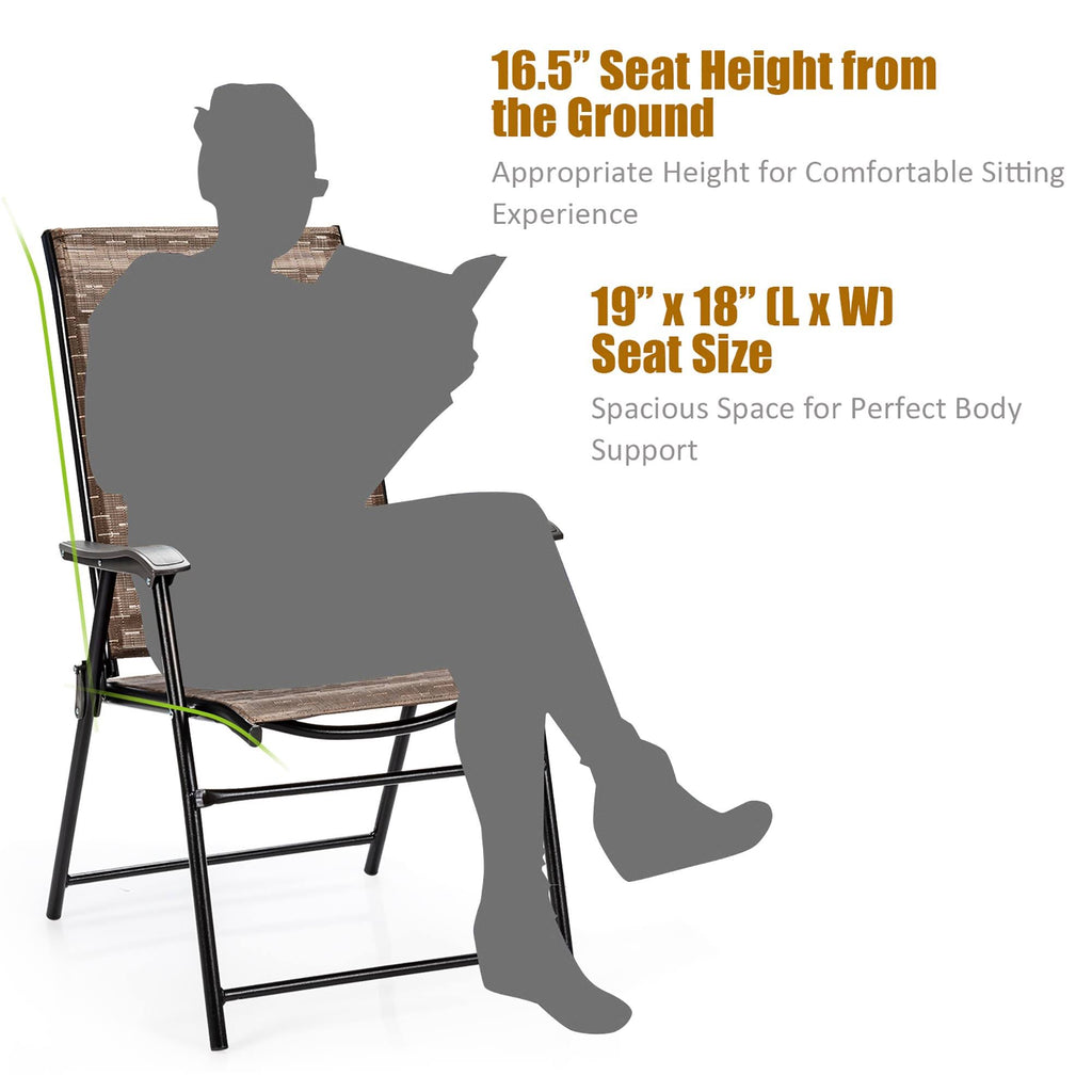 4 Piece Brown Outdoor Folding Chair with Armrest F793