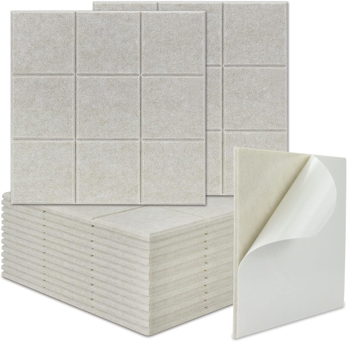16 Pack Self-adhesive Acoustic Absorption Panels (Shallow Camel) Q54985