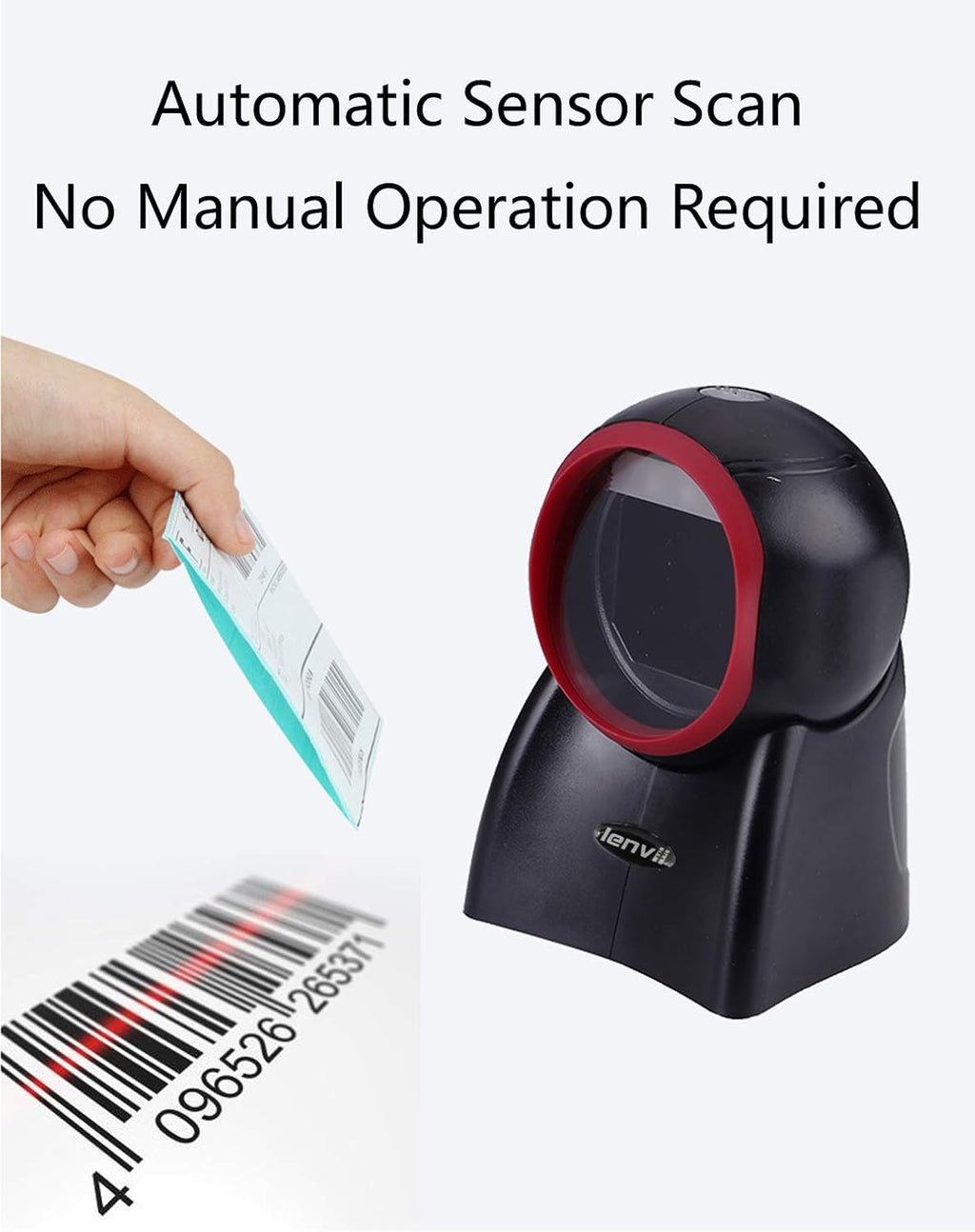 2D Barcode Scanner Desktop USB Wired Omni-Directional Hands-Free Automatic Barcode Reader Support 1D and QR-Code Pack of 2 G637731
