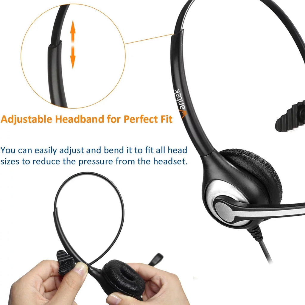 Corded Telephone Headset with Noise Canceling Mic J701801
