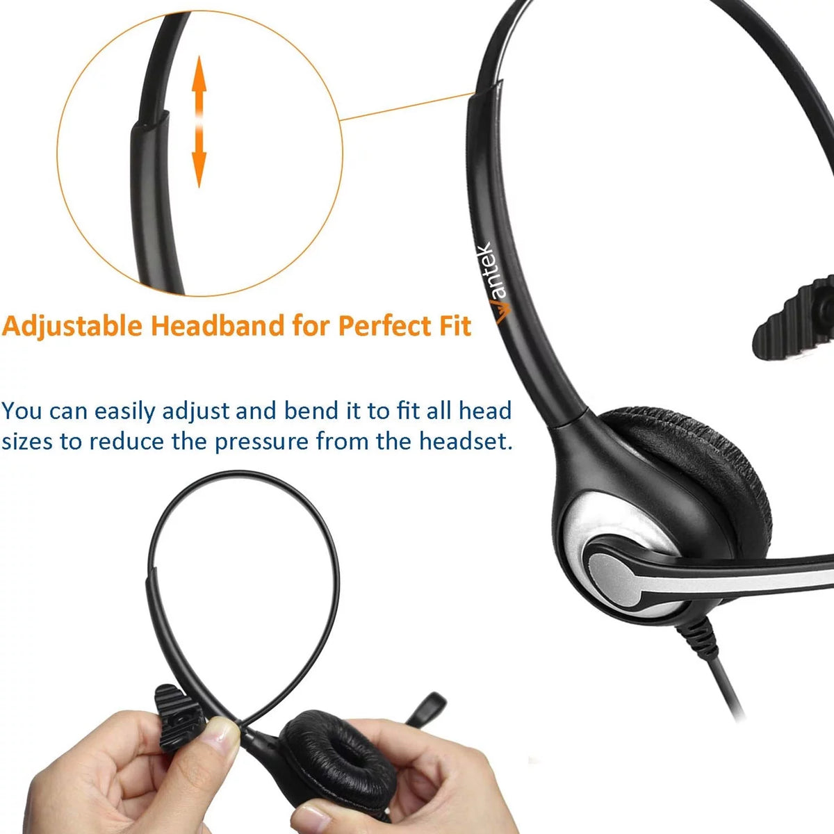 Corded Telephone Headset with Noise Canceling Mic J701801