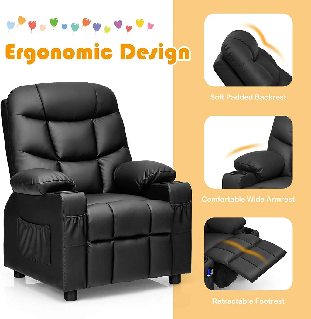 Kids Recliner Chair with Cup Holder Q881935