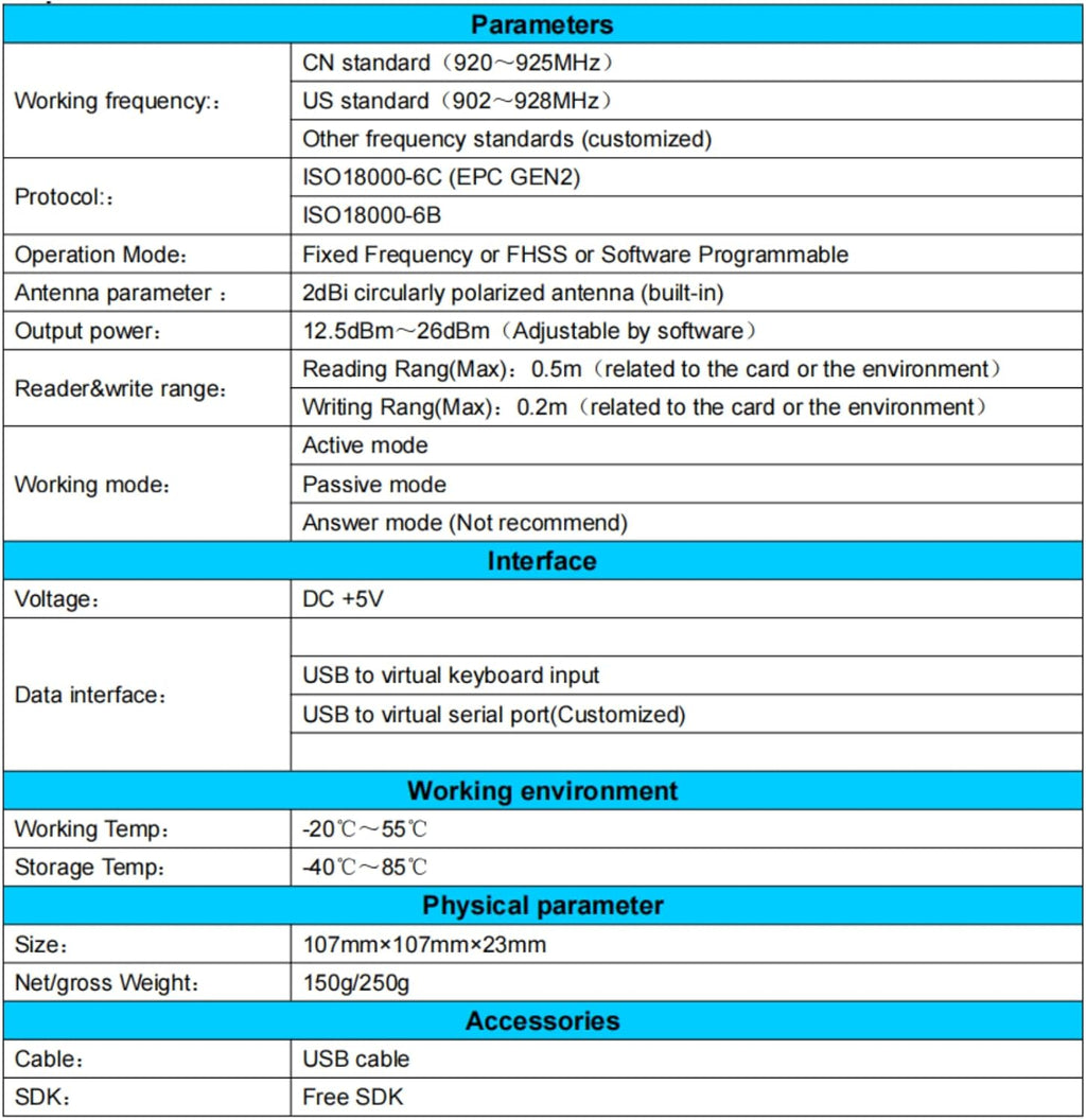 RFID Card Reader UHF USB Desktop Reader Writer 902-928MHz Contactless Proximity Sensor B998717