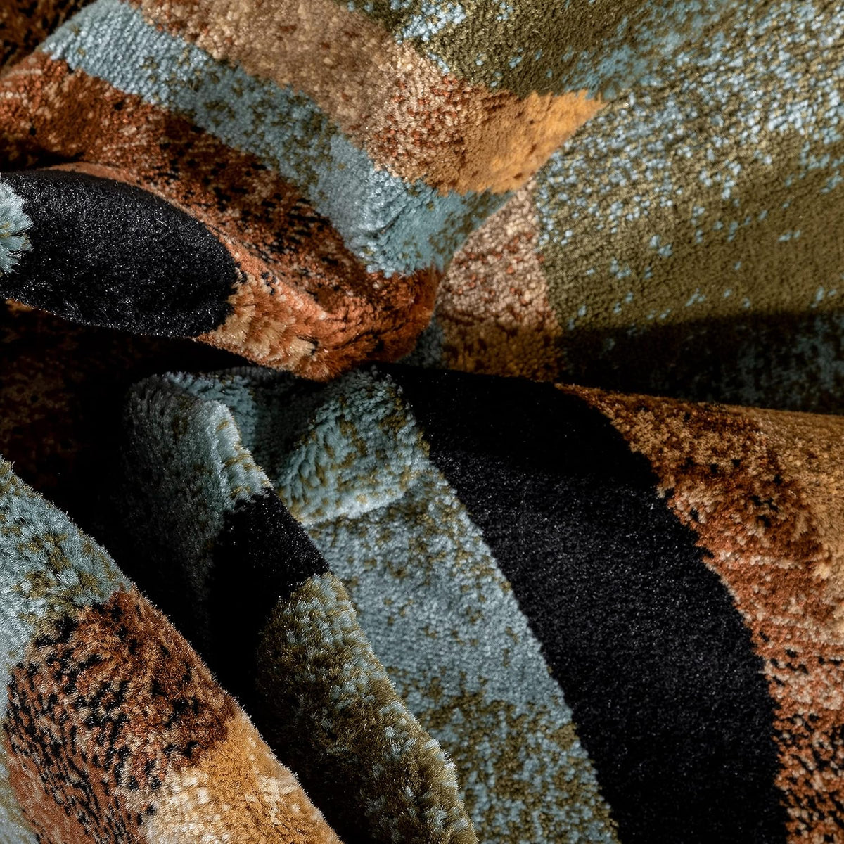 Blue Brown Geometric Area Rug 8x10 R327528