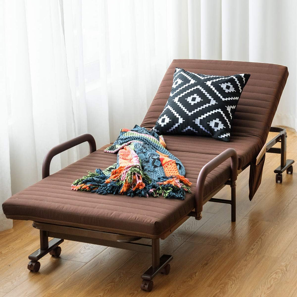 Folding Guest Bed Frame with Mattress, Twin Mattress, Portable Single Sleeper Bed with Storage Bag L177214