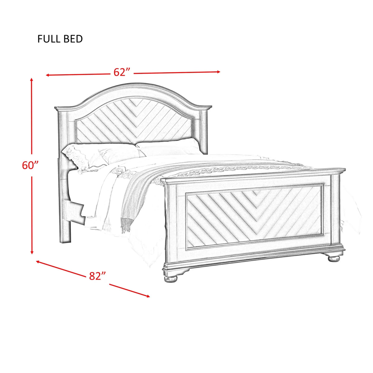 White Full Panel Bed A609