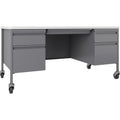 Steel Teachers Desk, Platinum & White - 60 x 30 x 29.5 in. W4958