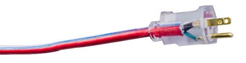 Red White and Blue 100-Feet 12/3 Extension Cord with Lighted End R44653