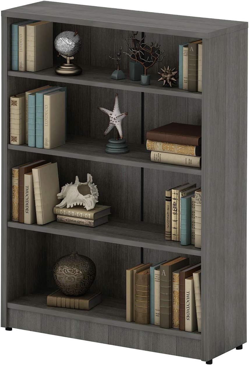 5-Shelf White Wood Bookcase T8314