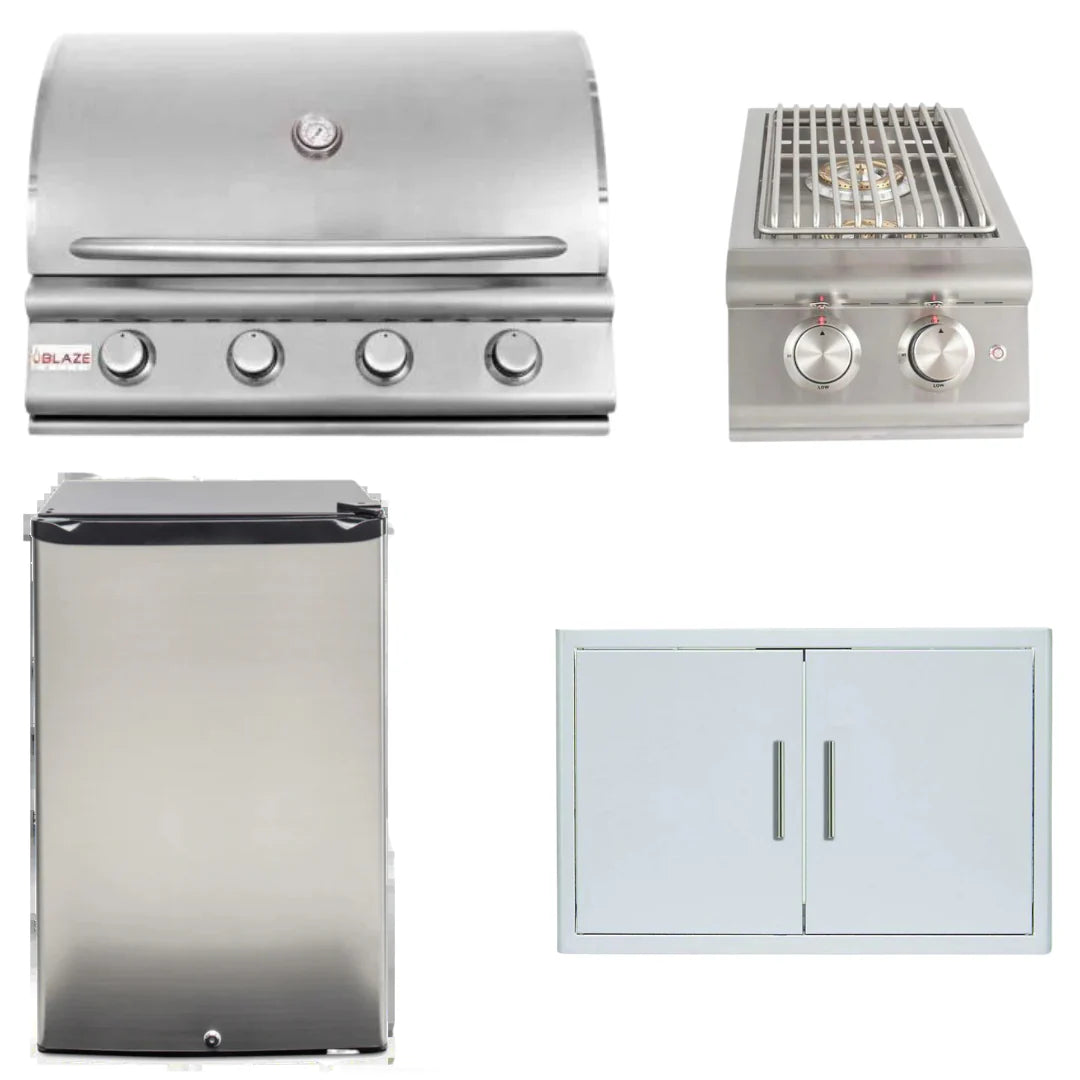 32 In. Natural Gas Grill, Side Burner, Refrigerator, Access Door P581183