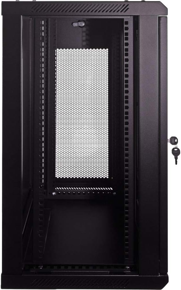 15U Wallmount Cabinet Enclosure 19-Inch Server Network Rack with Locking Perforated Door Black P266