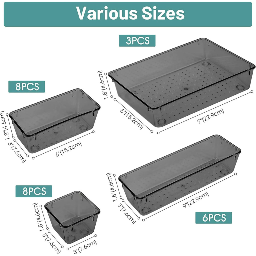 Clear Plastic Drawer Organizer Set Q785