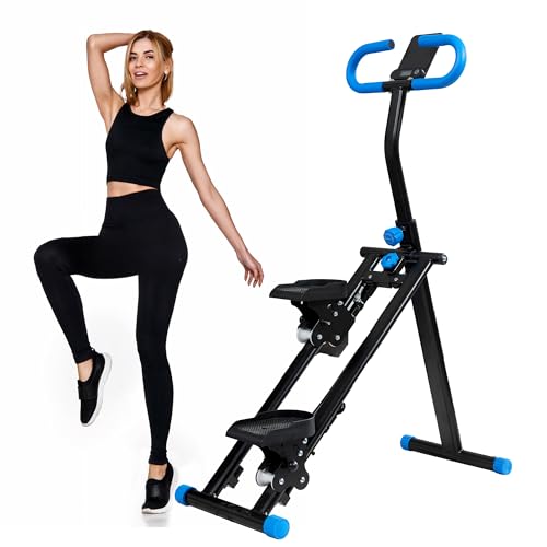 Compact Folding Cardio Climber with Adjustable Handlebar (Blue) N7615