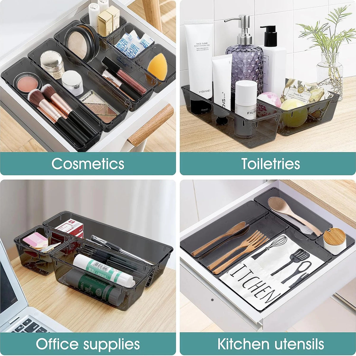 Clear Plastic Drawer Organizer Set Q785