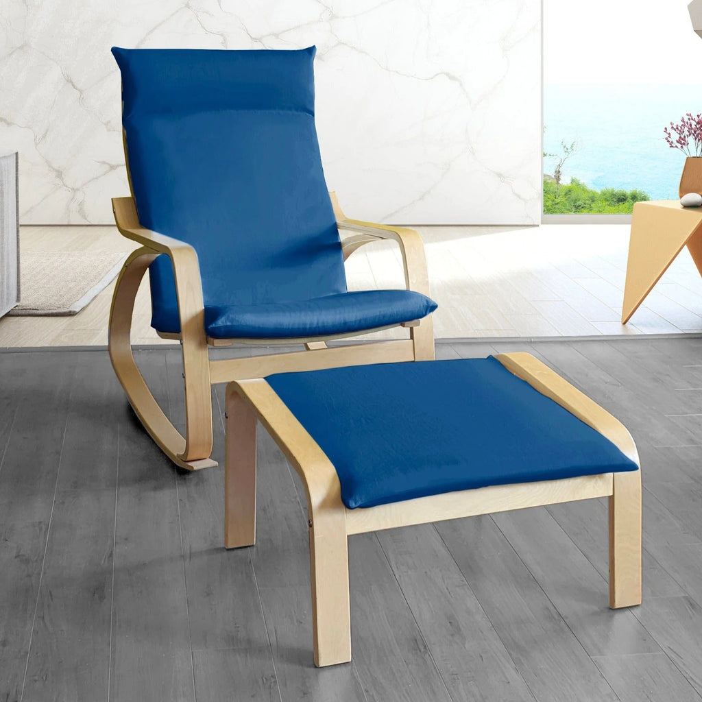 Velvet Navy Blue Chair and Ottoman Covers J631