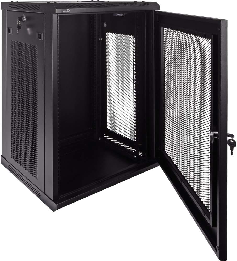 15U Wallmount Cabinet Enclosure 19-Inch Server Network Rack with Locking Perforated Door Black P266