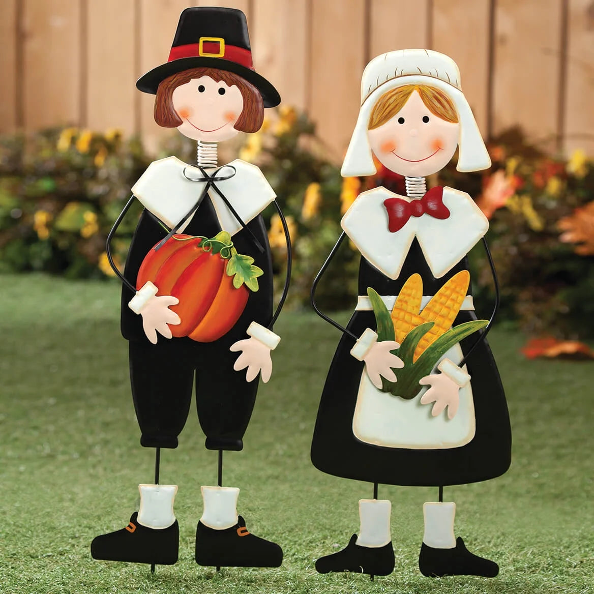 Pilgrim Boy and Girl Metal Lawn Stakes Set J55090