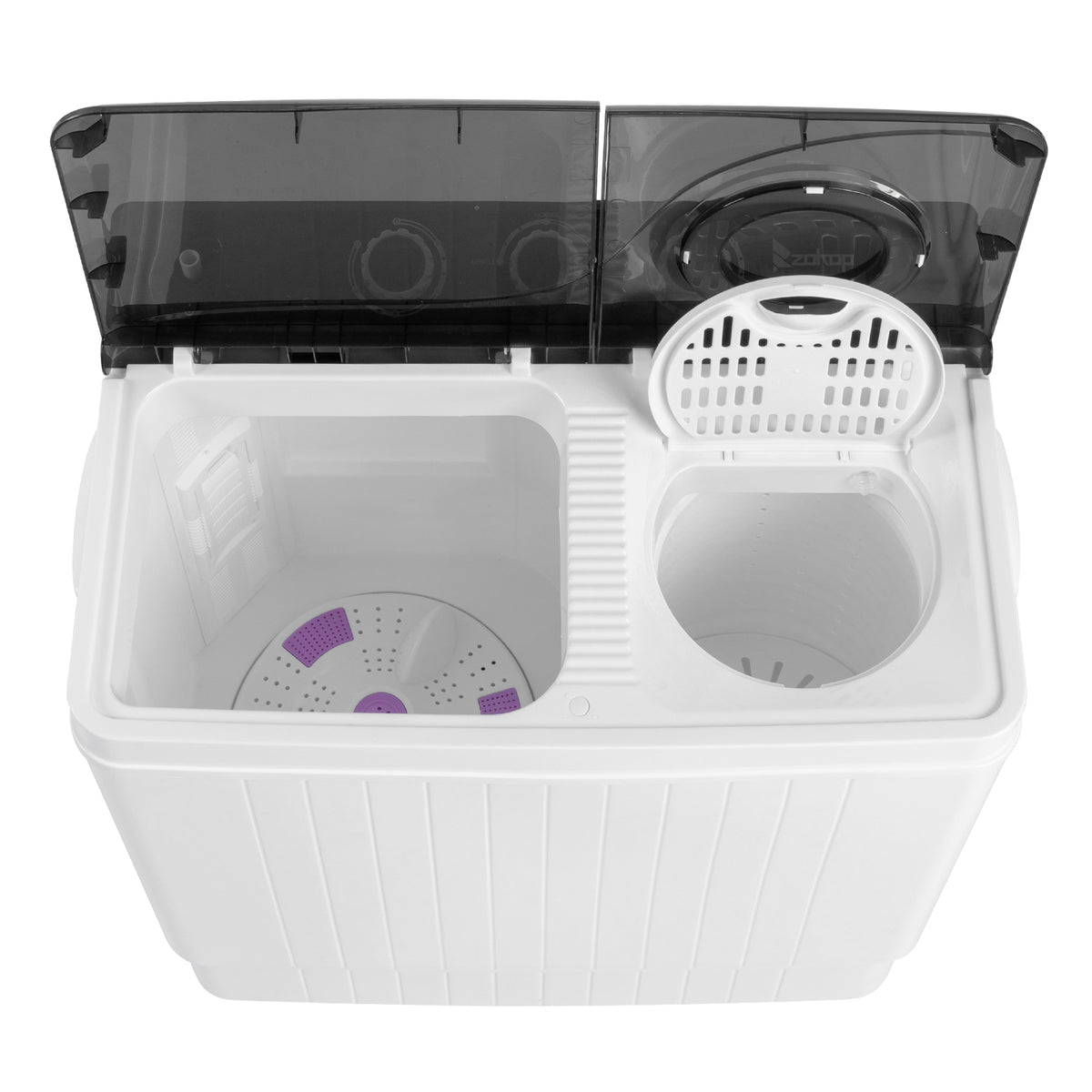 Semi-automatic Twin Tub Washing Machine with Built-in Drain Pump, White&Black S72345