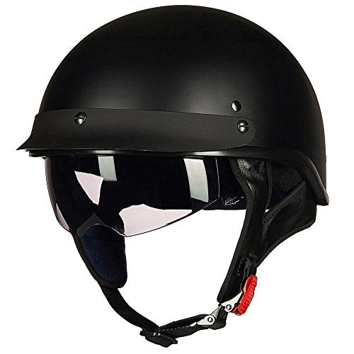 Half Helmet Motorcycle Open Face Sun Visor Quick Release Buckle DOT Approved Y4461