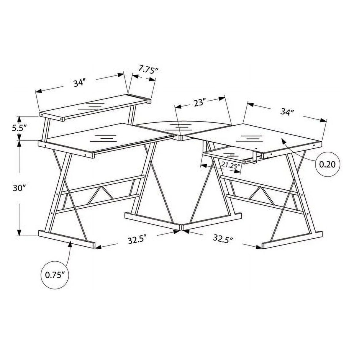 Black L Shaped Computer Desk F286