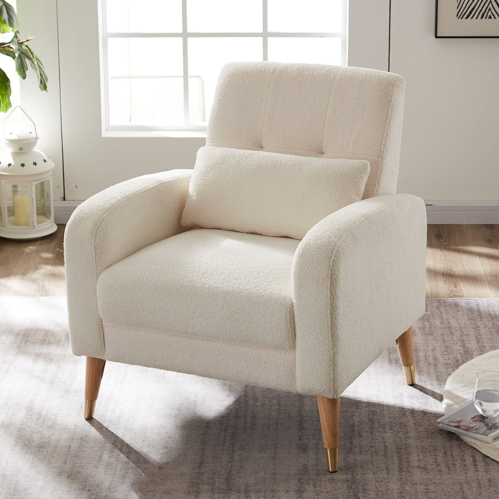 White Upholstered Accent Chair with Metal Legs A48924