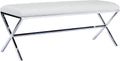 Faux Leather Upholstered Bench with Metal X Legs Q696
