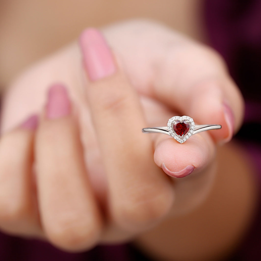 Heart Promise Ring with Diamond Halo, 925 Sterling Silver A744815