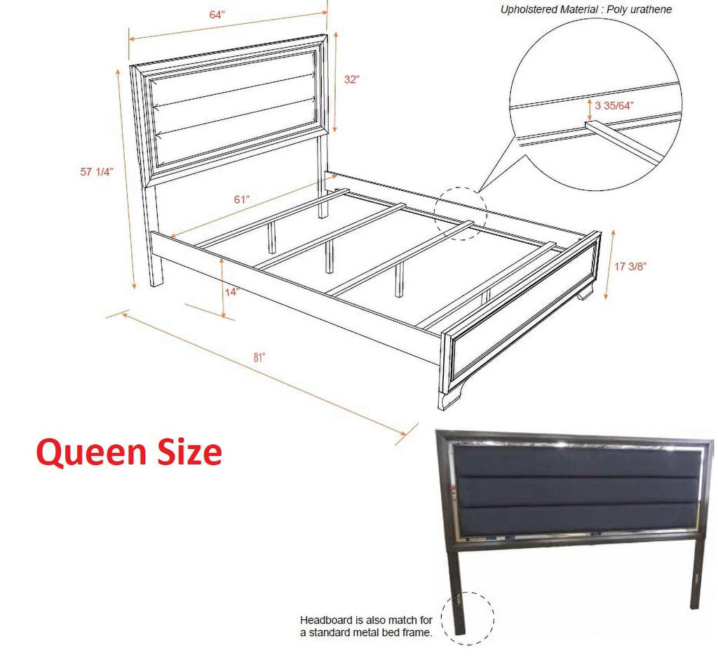 5 Piece Queen Size Gray Wood Bedroom Set H144976