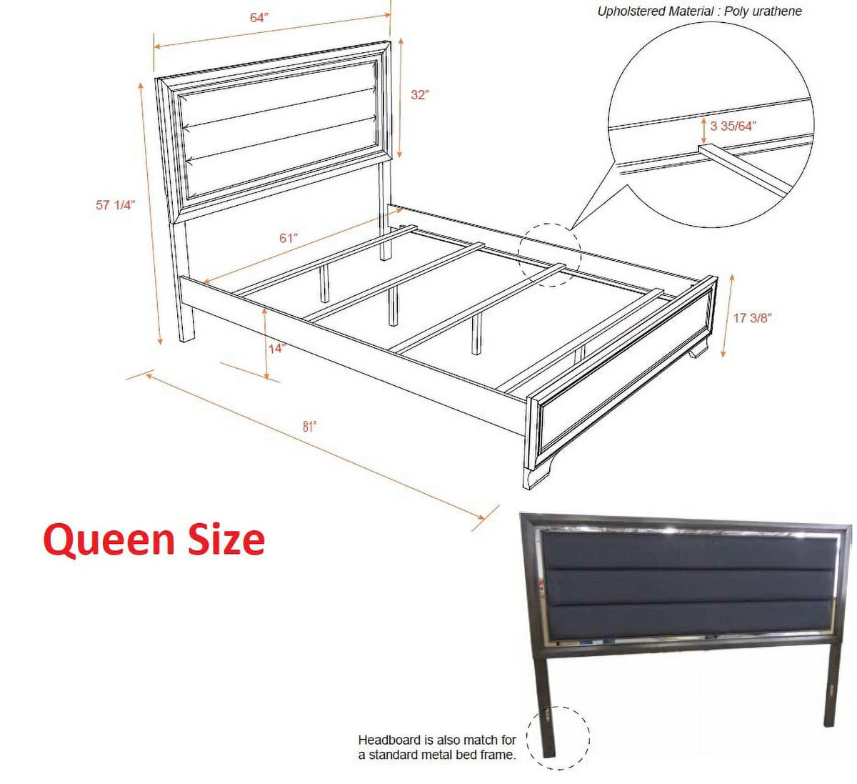 5 Piece Queen Size Gray Wood Bedroom Set H144976