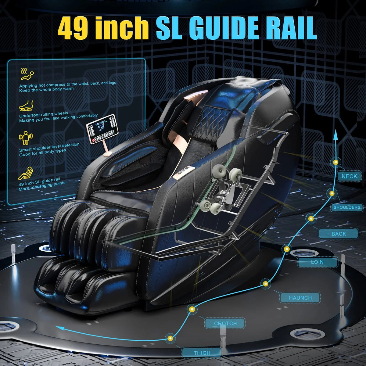 Black Zero Gravity Full Body Massage Chair with Heat Q51039