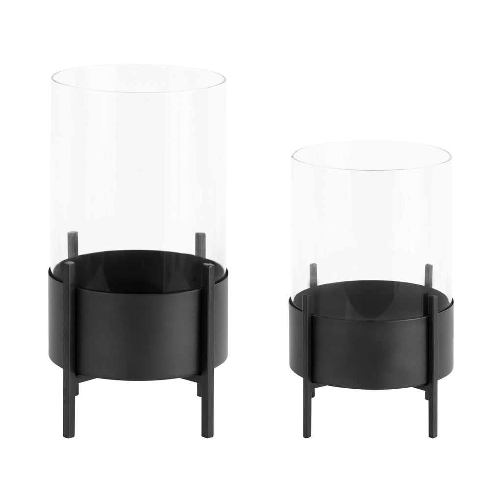 Metal Candle Holder Set - 2 Piece (Black) X5496