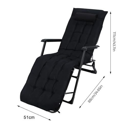 Oversized Black Folding Lounge Chair with Detachable Pillow U85595