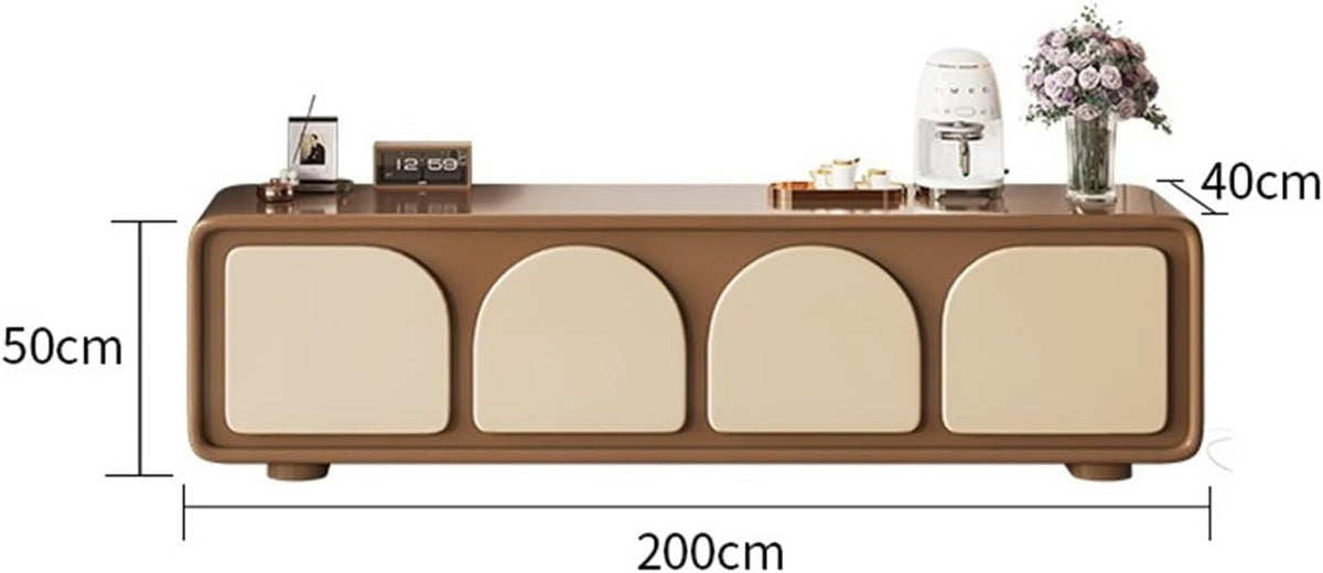 TV Stand Cabinet 4pcs Arched Door Storage Cabinet TV Console Z7617