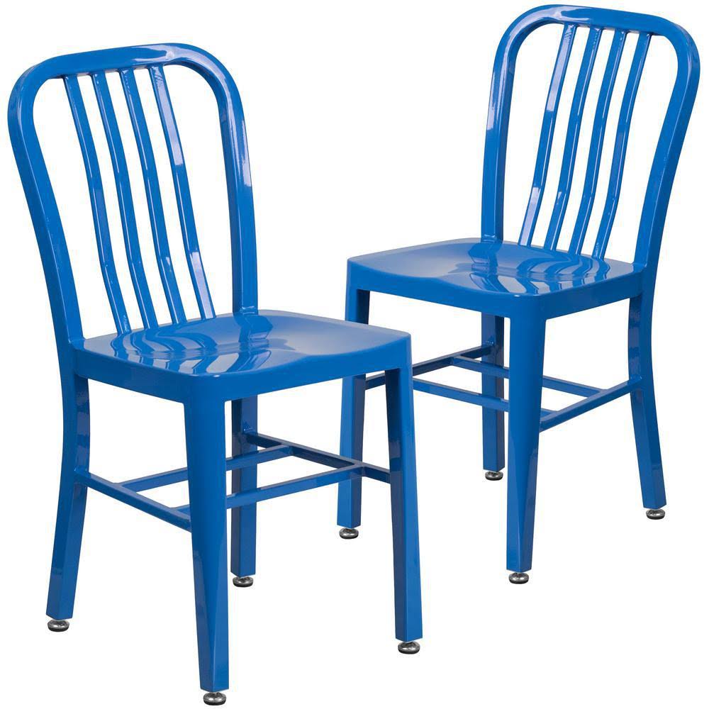 Blue Metal Outdoor Dining Chair (Set of 2) W6619