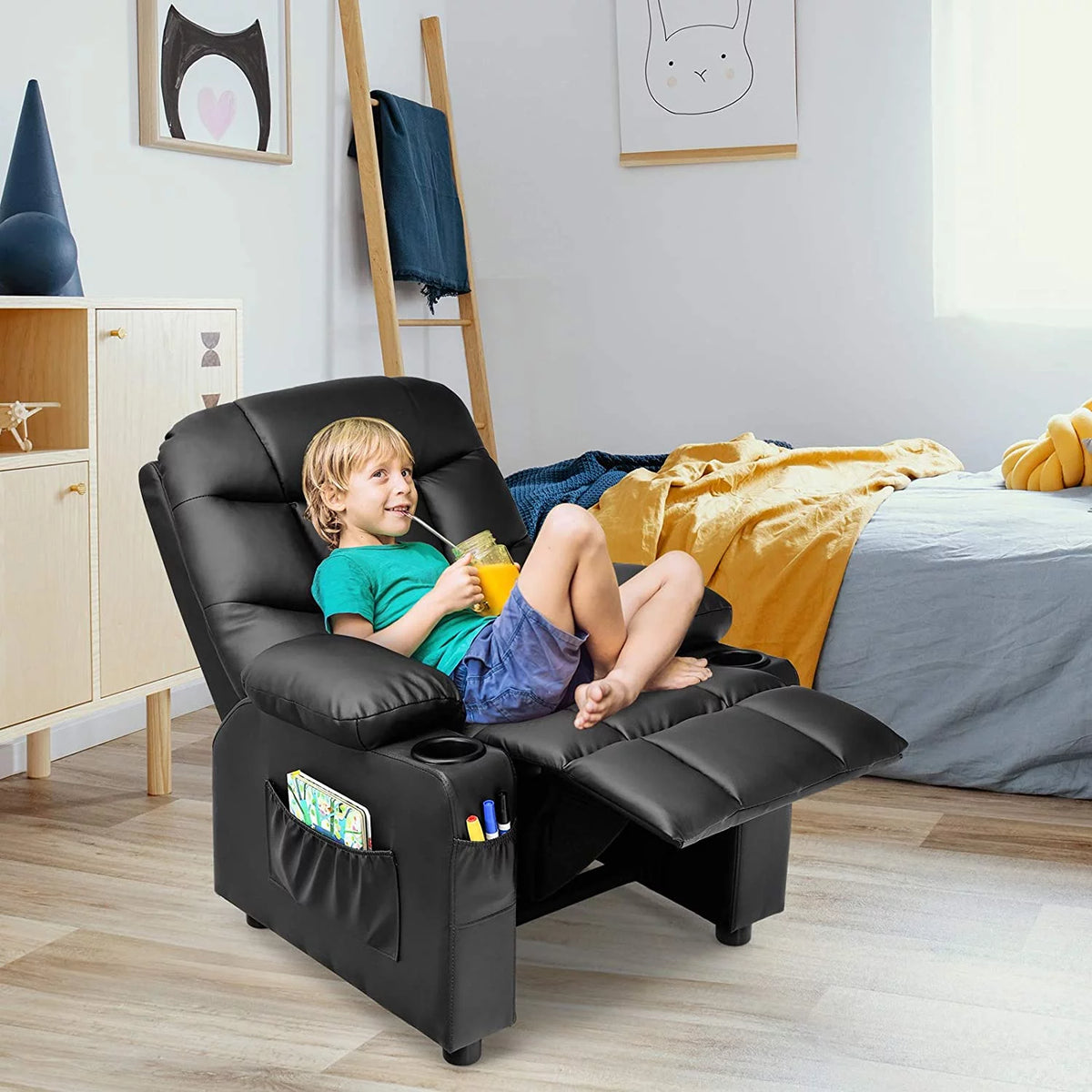 Kids Recliner Chair with Cup Holder Q881935
