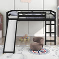 Solid Wood Full Size Low Loft Bed with Slide O891879