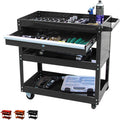Black 4-Wheel Rolling Tool Cart with Ball-Bearing Slides H637181