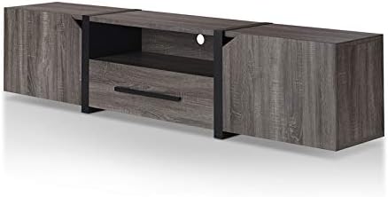Rustic Wood 81.5-Inch TV Stand in Distressed Gray J6721