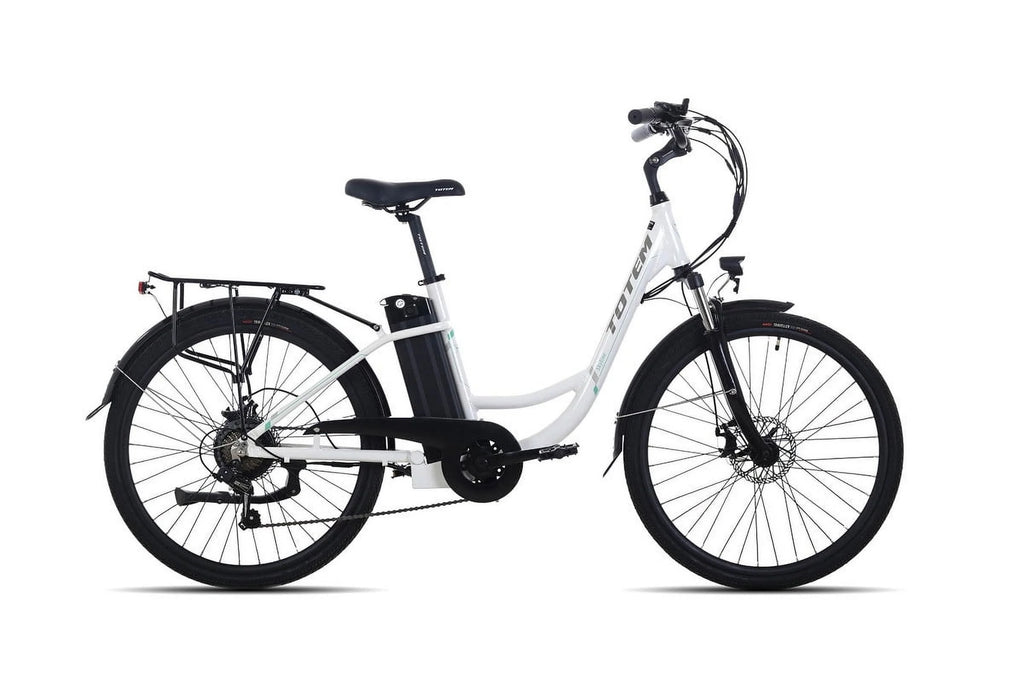 White 26” 350W Electric Bike with Removable Battery B481