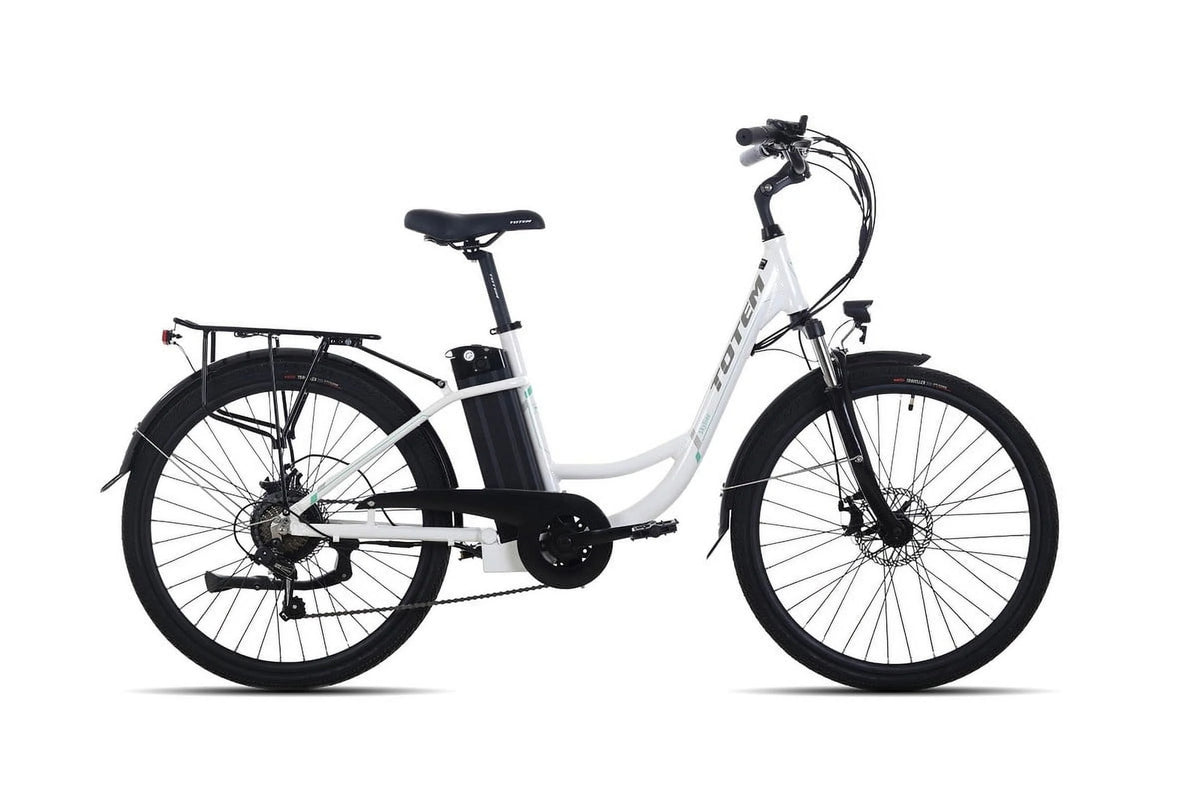 White 26” 350W Electric Bike with Removable Battery B481