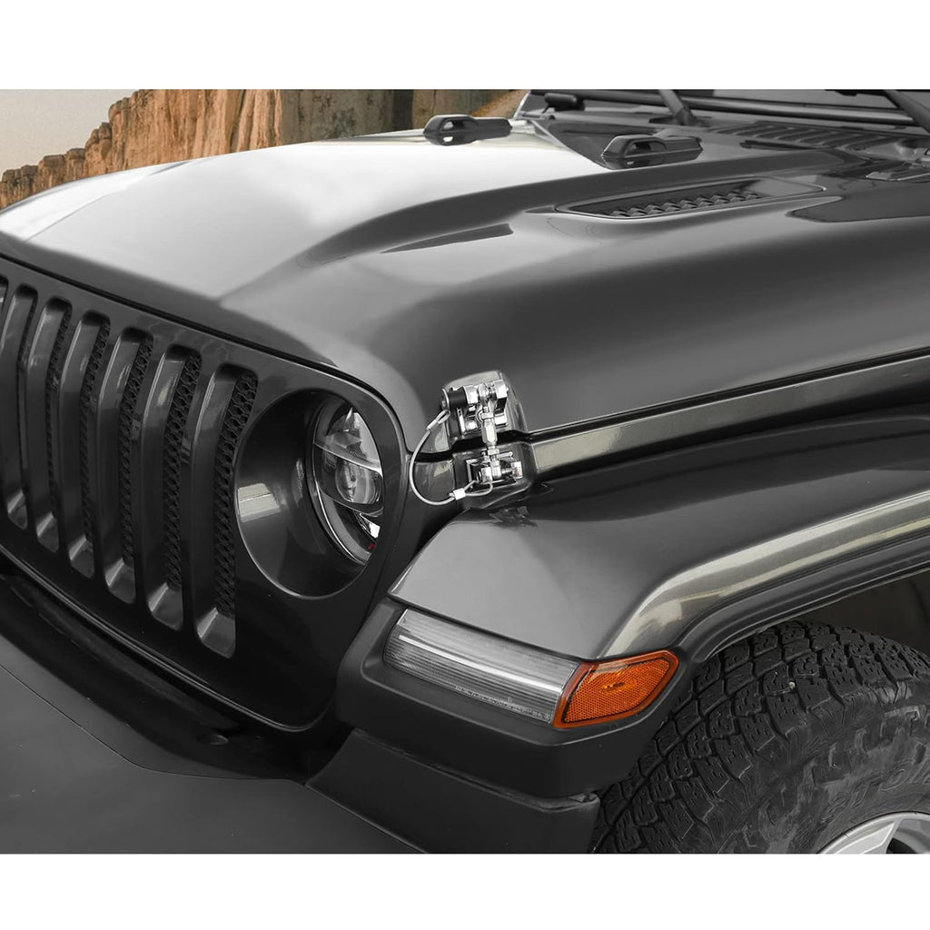 Hood Latches for Jeep Wrangler JL JT, Aluminum Alloy, Chrome, Pack of 2 Z1057