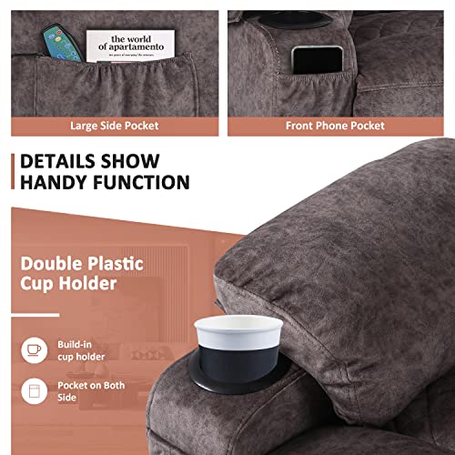 Oversized Grey Fabric Recliner with Massage and Heat L887536
