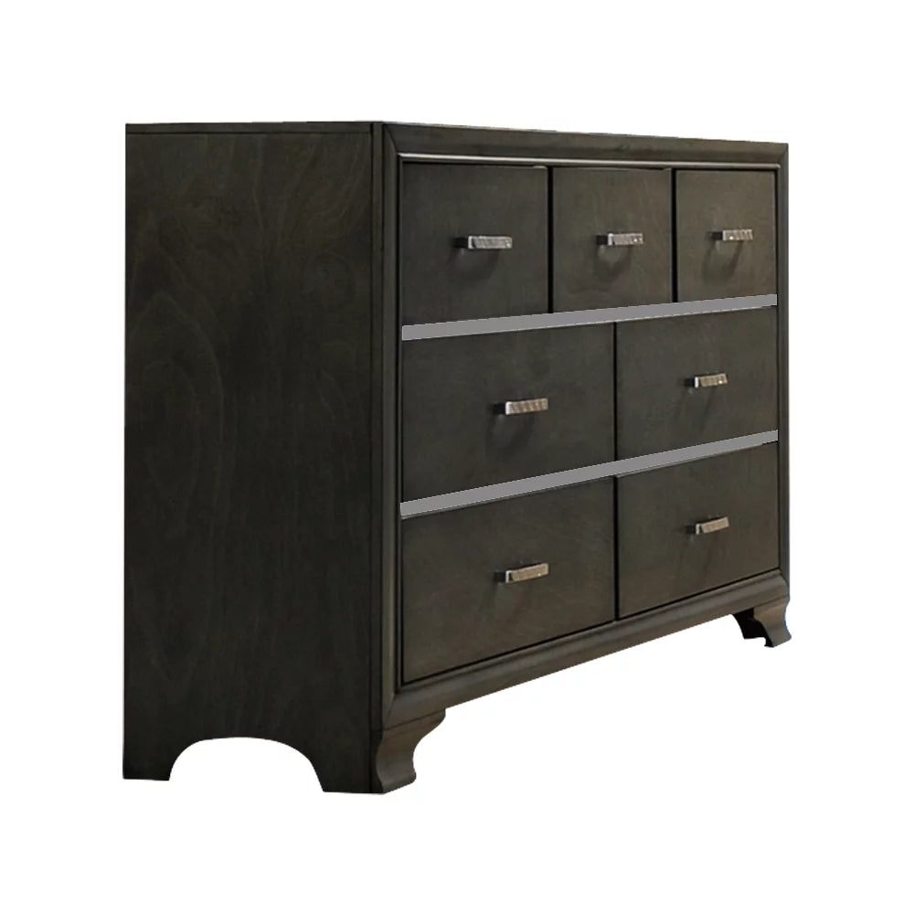 5 Piece Queen Size Gray Wood Bedroom Set H144976