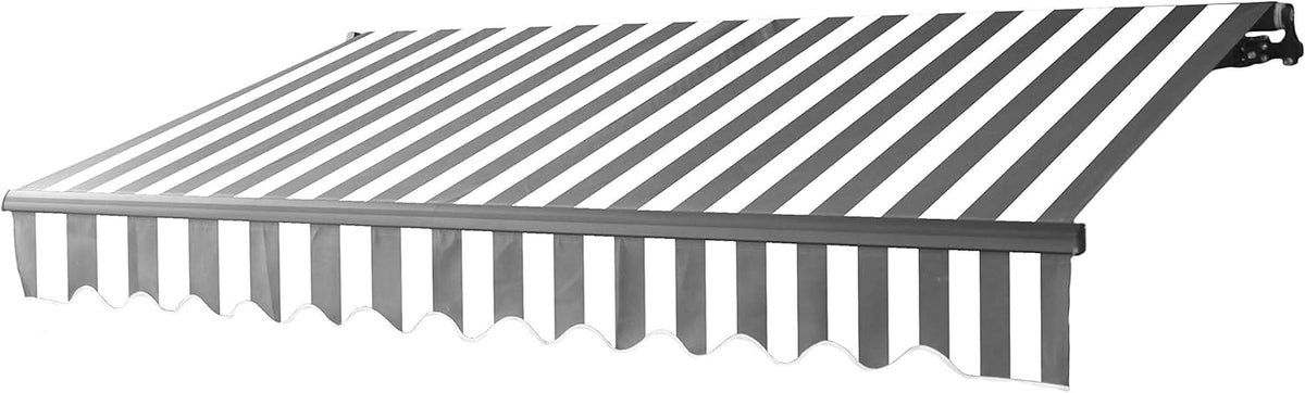 Blue and White Stripes Retractable Patio Awning W1656
