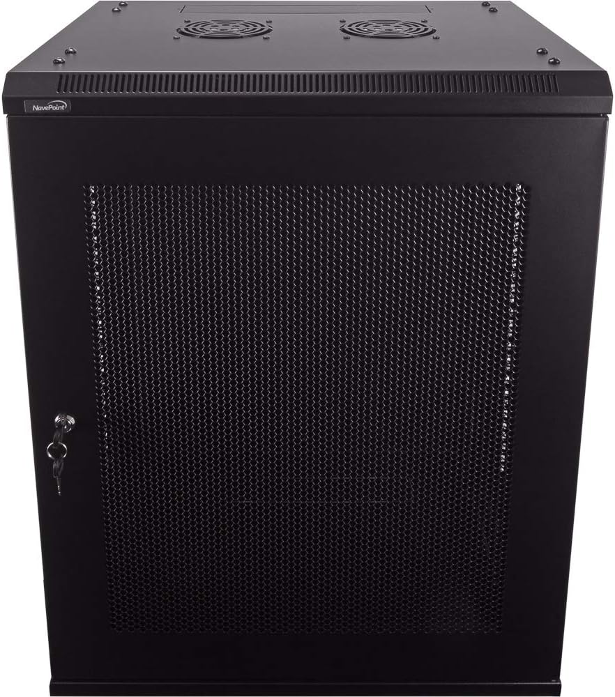 15U Wallmount Cabinet Enclosure 19-Inch Server Network Rack with Locking Perforated Door Black P266